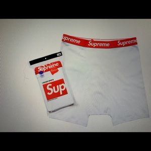 Supreme boxer briefs in white.  Pack of 4.